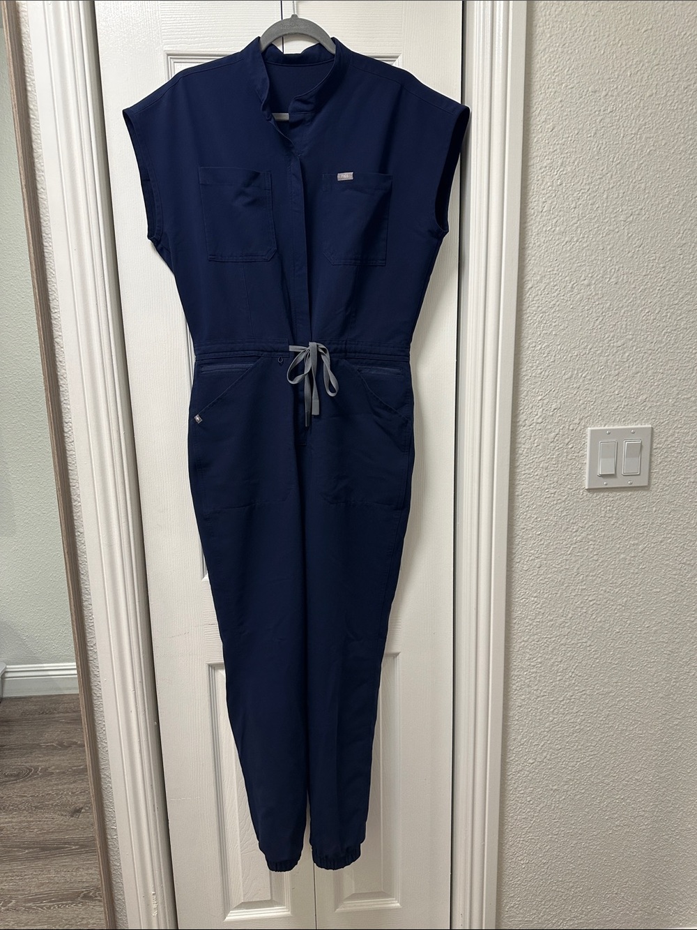 Figs Navy Utility Jumpsuit with Drawstring Tie